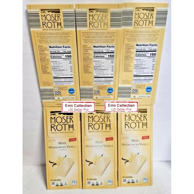 Moser Roth Private Chocolatiers White Madagascan Vanilla 4.4oz 125g (6