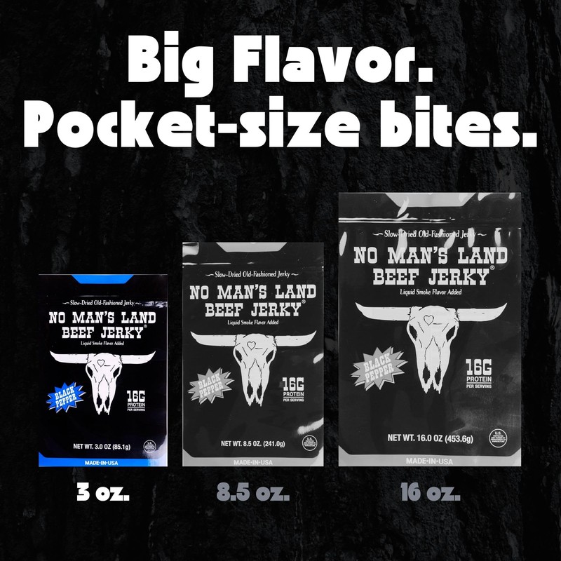 No Mans Land Beef Jerky - Black Pepper | Slow-Dried,