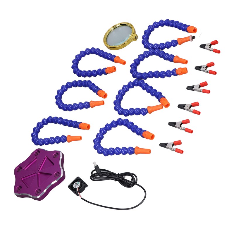 Helping Hand Soldering Station with 6 Flexible Arms USB Fan