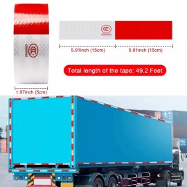 Frentaly Reflective Tape CONSPICUITY Trailer Safety Warning Sign Auto Truck Red White NEW - 1X 50Ft. Roll
