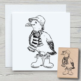 Newstamps Hein Rubber Stamp for Cards and Gifts, Wooden Stamp for Animals, Animal Stamps, Seagull, Scrapbook, Textile Stamp, Decoration, Children