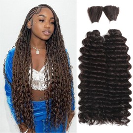 XACIPUZ Human Braiding Hair for Boho Braids 2 Bundles 160g for Braids Human Hair Deep Wave Bulk Human Hair for Braiding No Weft Hair Extensions for Human Hair Braiding Hair 24 Inch (4#)