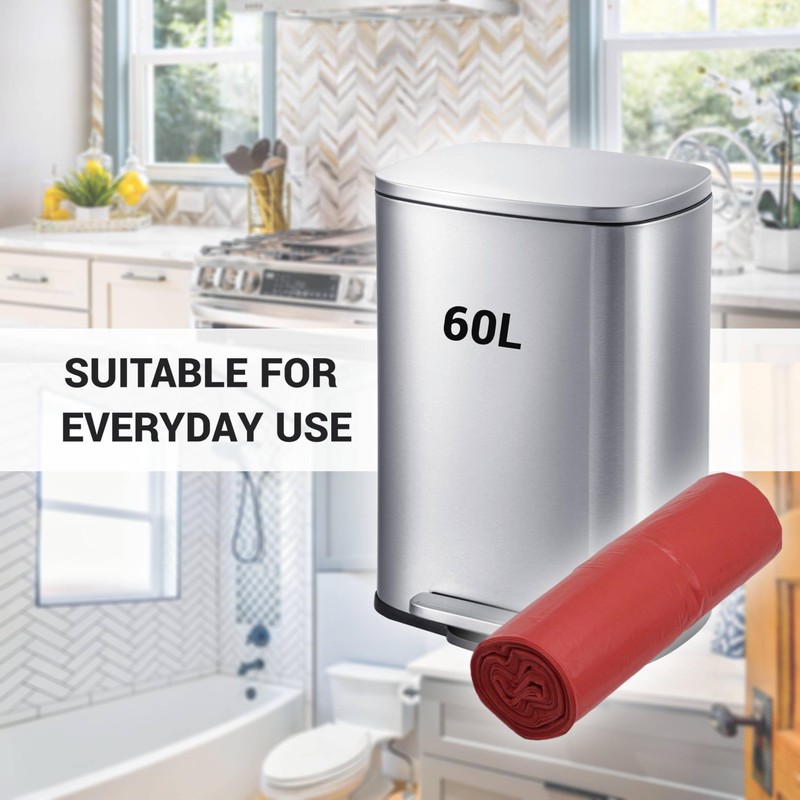 SKIR'CO (Pack of 10) Bin Liners 60 Litres Red Bin