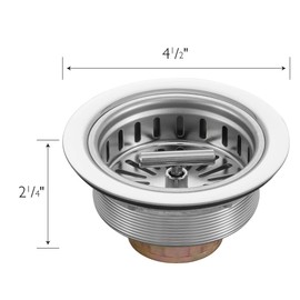 Design House 544304 Kitchen Sink Anti-Clogging S304 Stainless Steel Drain Strainer with T-Handle and Food Waste Catching Basket