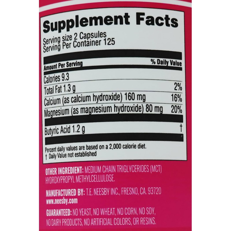 Butyrex Calcium/Magnesium Butyrate Complex: 250 Capsules