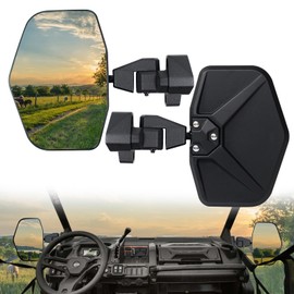 CPOWACE Aluminum Rear Side View Mirrors Compatible with 2016-2024 Can-Am Defender HD5/ HD8/ HD10/ Max Accessories High-Definition Break Away Convex Adjustable Side Mirrors Replacement for 715002459