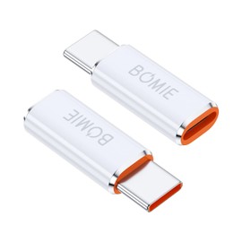 BOMIE Light-ning to USB C Adapter 2 Pack,PD27W/66W/QC100W Fast Charging 480Mbps Data Transfer,Light-ning Female to Type-c Male for M-acBook,Phone 15/16/17,Pad, G-oogle,S-urface Book,White