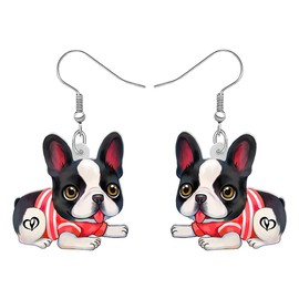 WEVENI Cute Acrylic Dog Earrings Dangle Pug Dachshund Decor Jewelry Chihuahua Gifts for Women Girls Kids Pet Dog Charms (French Bulldog)