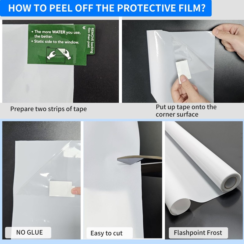 DERZGAO Window Privacy Film with Installation Tools, Static Cling, Anti