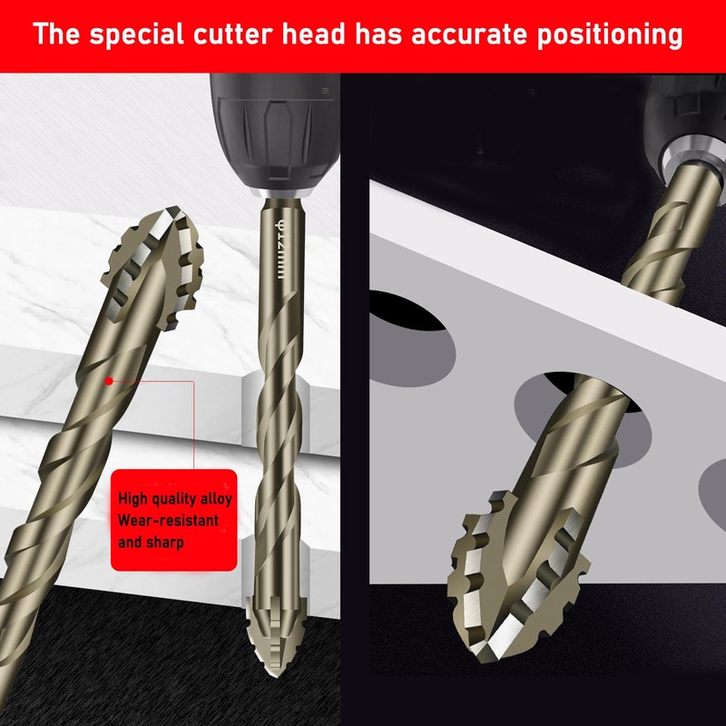 6PCS High-Strength Eccentric Twist Drill Bit Set - Four-Flute Sawtooth,