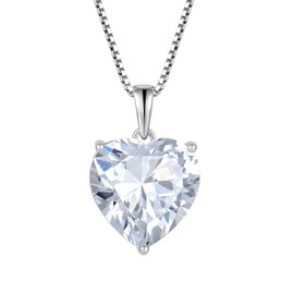 Aprila Women Heart Necklace 925 Sterling Silver Pendant with Chain 13 * 13mm 5A Cubic Zirconia April Birthstone Jewelry
