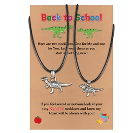GBTBYS Back to School Dinosaur Necklace Gifts Set for 2 First Day of School Gifts Mother Daughter Matching Jewelry for Boys Girls