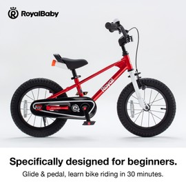 RoyalBaby EZ Kids Bike, 16 Inch Wheel Bicycle with Quick Release Crank for Beginners Easy Learn Biking, Boys Girls Ages 4-7 Years, Red
