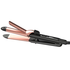 Cortex Beauty 2-in-1 Smooth & Curl Flat Iron & Curler | Fast Heat, Lock Function, 360° Swivel Cord - (Black Rose Gold)