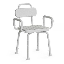 Loyoda 360° Swivel Shower Chair for Inside Shower, Removable Arms & Back, Adjustable Height Rotating Shower Stool for Seniors and Disabled，Swivel Bath Chair for Inside Tub，Neutral Gray
