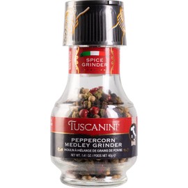 Tuscanini Premium Peppercorn Medley Spice Grinder, 1.41oz | Freshly Ground Pepper | Product of Italy