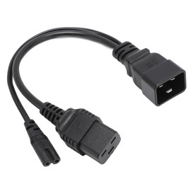 C20 to C7 C19 Y Splitter Power Plug Cord Single IEC 320 C20 Male to C7 C19 Female Splitter Adapter Cable Cord 1ft