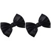 Set of 2 Satin Hair Bows By Funny Girl Designs - 4.5 Inch Wide (BLACK)