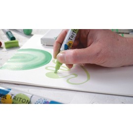 KREUL 17861 - Triton Acrylic Marker edge, fluoreszierendes Gelb, Keilspitze, Strichstärke circa 1 bis 4 mm, auf Wasserbasis, Acrylmarker zur Gestaltung von Papier, Holz, Stein und vielem mehr