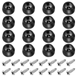 PATIKIL Cutting Board Feet, 16 Pack Round Rubber Feet Bumpers Non Slip Bumper Pads with Stainless Steel Screws for Furniture Chairs Desks Electronics (0.09"Wx0.24"H)