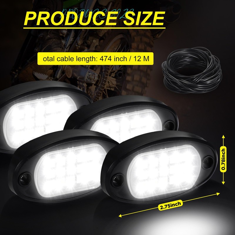 Baquler 30 Pods Rock Lights White Underglow Lights for Trucks