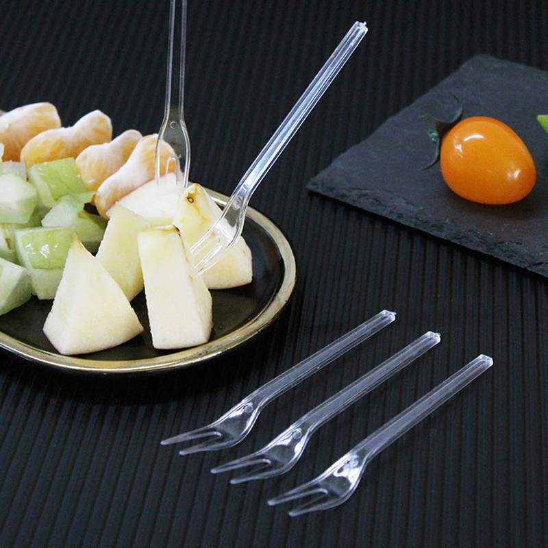 Chenshuo,Disposable Plastic Fruit Forks, Exquisite Appetizer Forks Dessert Cocktail Forks