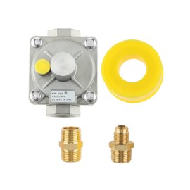 1/2" Gas Pressure Regulator, Natural Gas and Liquefied Interchange Pressure Regulator with 2 Brass 1/2" NPT conversion adapter for NG/LPG Stove, Water Heater, BBQ Grill