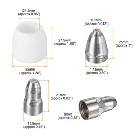 sourcing map 45pcs P80 Plasma Cutter Nozzle Electrodes and Shroud Cup Consumables Kit, 1.1mm Nozzle Tip