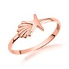 10K Rose Gold Starfish & Seashell Beach Ring - Size