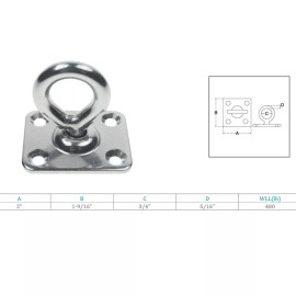 Unbranded Boat Deck Stainless Steel 5/16" Square Pad Swivel Eye Rigging Lift | PACK 1 |
