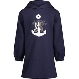 Nautica Girls' Long Sleeve Fleece Sweatshirt Dress, Peacoat Sequin