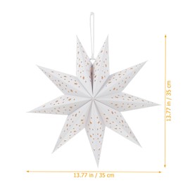 6Pcs Paper Star Lantern Lampshade 9 Pointed Star Hanging Decorations for Christmas New Year Party Wedding Party Holiday Birthday, White