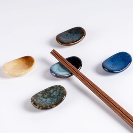 STE-CER Ceramic Chopsticks Holder,Japanese Chopstick Rest,Spoon,knife & Fork Stand,Set of 8 (Multicolour)