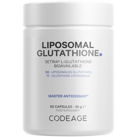 Codeage Codeage Liposomal Glutathione Supplement - Pure Reduced Setria L Glutathione Skin - Nano Encapsulated Glutathione Powder Pills - Phospholipids - Antioxidant Complex - Vegan, Non-GMO - 60 Capsules