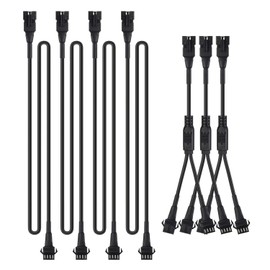 4pcs 2-Feet Extension Cords and 3pcs 2-Way Splitters for Underglow RGB LED Strip Light Kits on Motorcycles Trikes Golf Carts ATVs EXT-2FT