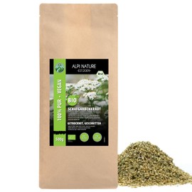 BIO Schafgarbentee (500g), geschnitten, schonend getrocknet, Schafgarbenkraut aus kontrolliert biologischem Anbau, 100% rein und naturbelassen zur Zubereitung von Tee, Kräutertee, Schafgarben Tee