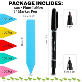 Plant Labels 500Pcs 4 Inch Plastic Plant Name Tags for Seedlings Garden Labels Markers Nursery Plant Tags Seed Labels for Outdoor Garden Plant Label Stakes with Permanet Marking Pen (Mix-Color)