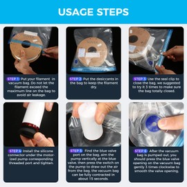 Sovol 3D Printer Filament Vacuum Bags, Filament Bag Vacuum Kit Includes 10 Bags with 10 Desiccants, 10 Moisture Indicator Cards and 1 Hand Pump (20 Pieces)