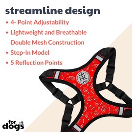 H&K Scout LoPro Harness | Bone Dana Red | Easy Control Step-in Mesh Vest Harness with Reflective Strips for Safety (Extra-Large)