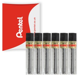 Pentel Super Hi-Polymer Mechanical Refill Leads - for Automatic/Mechanical Pencils - in Pentel Pillow Packaging (0.5mm B, Pack of 6)