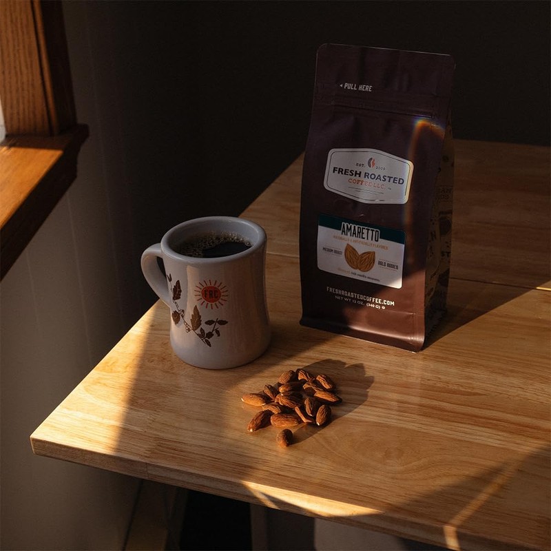Fresh Roasted Coffee, Amaretto Flavored Coffee,5 lb, Medium Roast, Kosher,