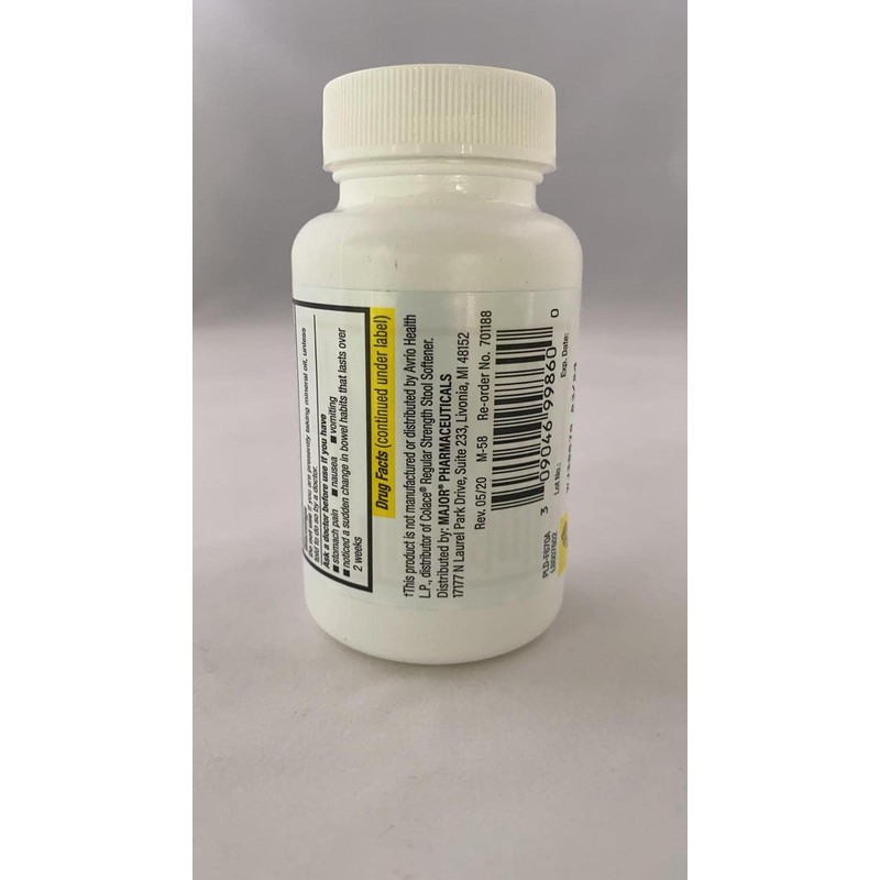 Docusate Sodium 100 MG Softgels Generic for Colace 100 ea