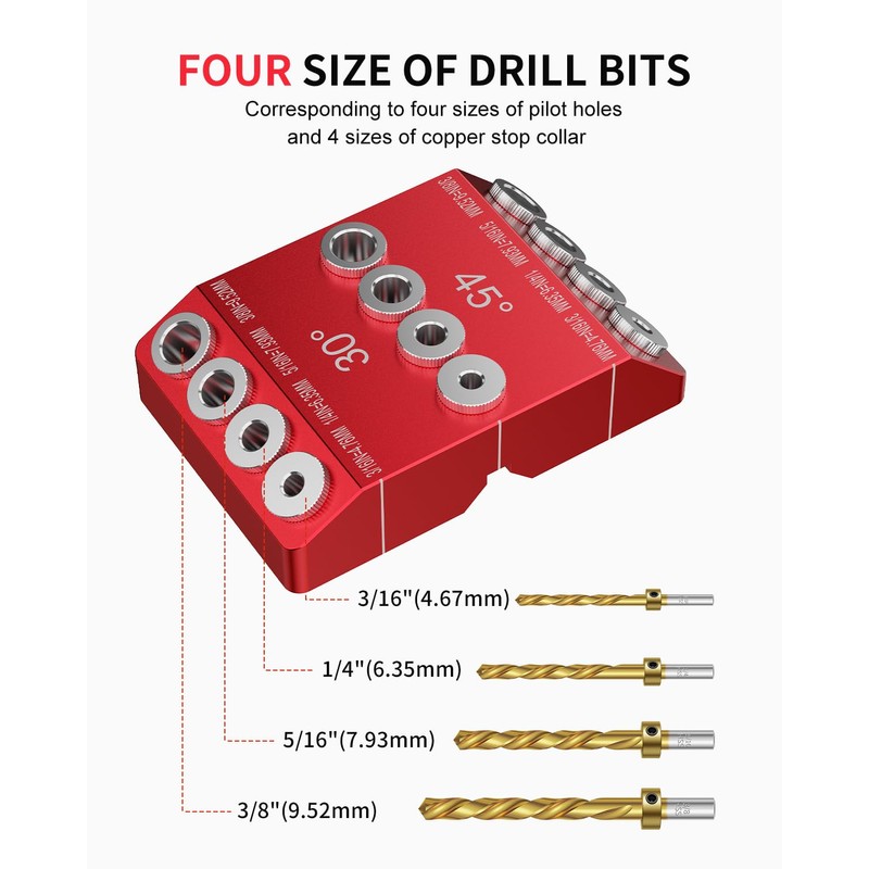 Kolvoii 30 45 90 Degree Angle Drill Guide Jig, Drill