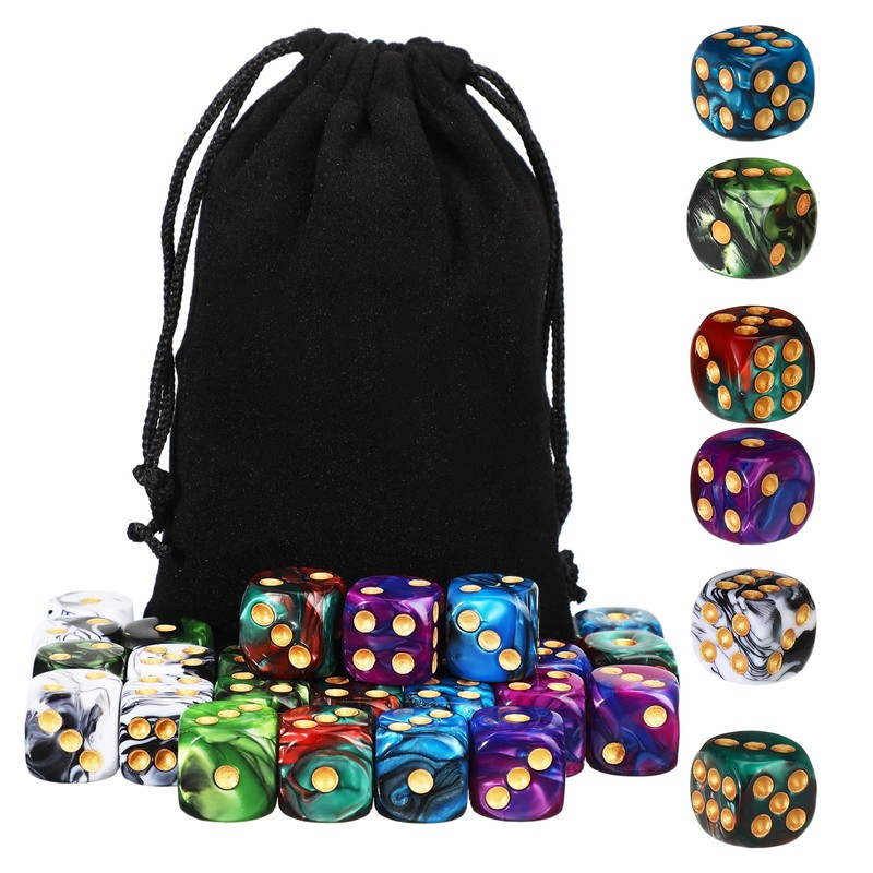 TecUnite 25 Pieces 20 Side Polyhedral Dice Set with Black