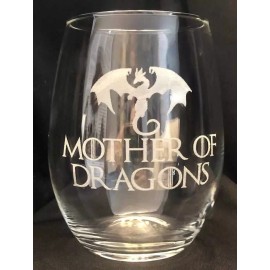 Magnolia Studio GoT Game of Thrones Mother Of Dragons Stemless Wine Glass Engraved Daenerys