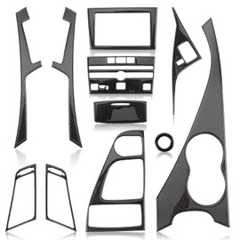 AUTOKAY 11pcs Carbon Fiber Full Interior Set Kit Cover Trim Fits for Infiniti Q50 Q60 2014 2015 2016 2017 2018 2019