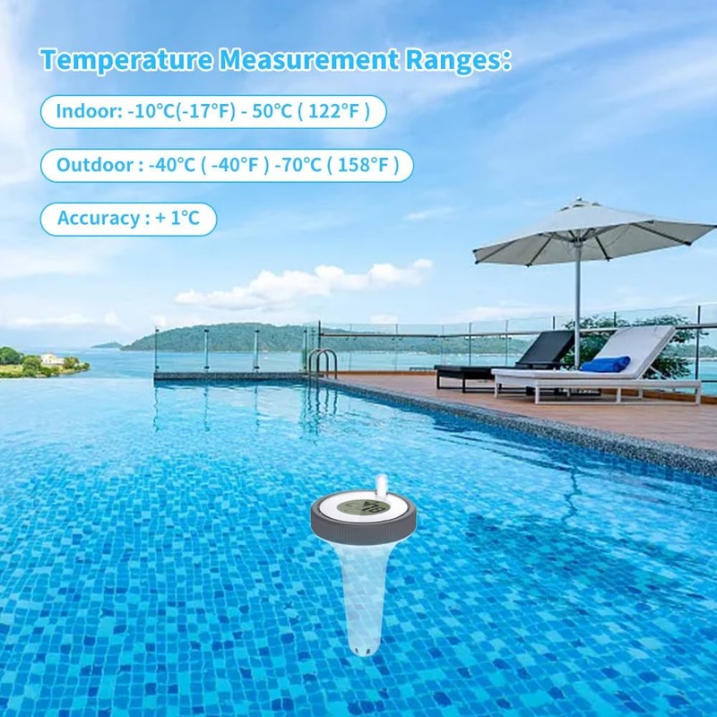 Benustra Digital Pool Thermometer, Pool Thermometer Floating Easy Read with