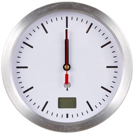TFA Dostmann Analogue Radio Bathroom Clock, 60.3539.02, Moisture-Proof, Digital Indoor Temperature Display, 4 Suction Cups, No Drilling, Ideal for the Bathroom/Kitchen, with Aluminium Frame, Silver