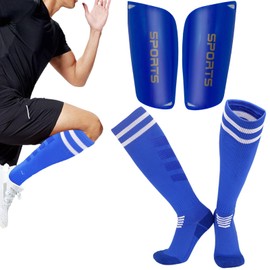 renFIL Shin Guards Soccer Kids with Soccer Socks Kids,Soccer Shin Pads for 6-15 Years Old Boys and Girls for Football Games Shin Pads Soccer Kids Reduce Shocks and Injuries (Blue)