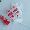 24Pcs Christmas Press on Nails Medium Length Snowflake Stripe Glitter
